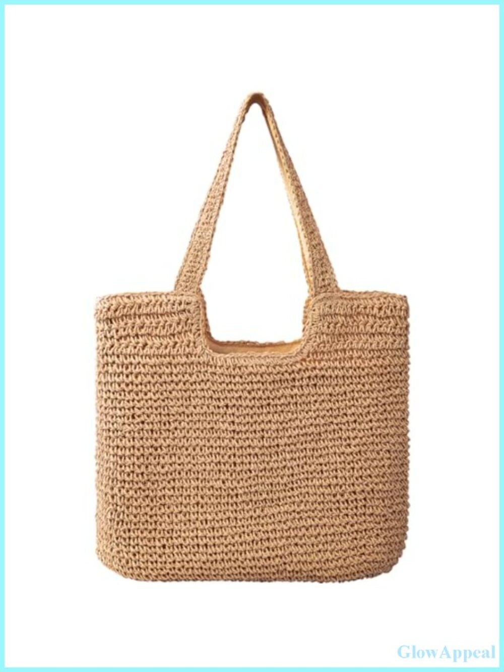 Straw Beach Tote Bag with Zipper Woven Shoulder Handbag for Summer Vacations